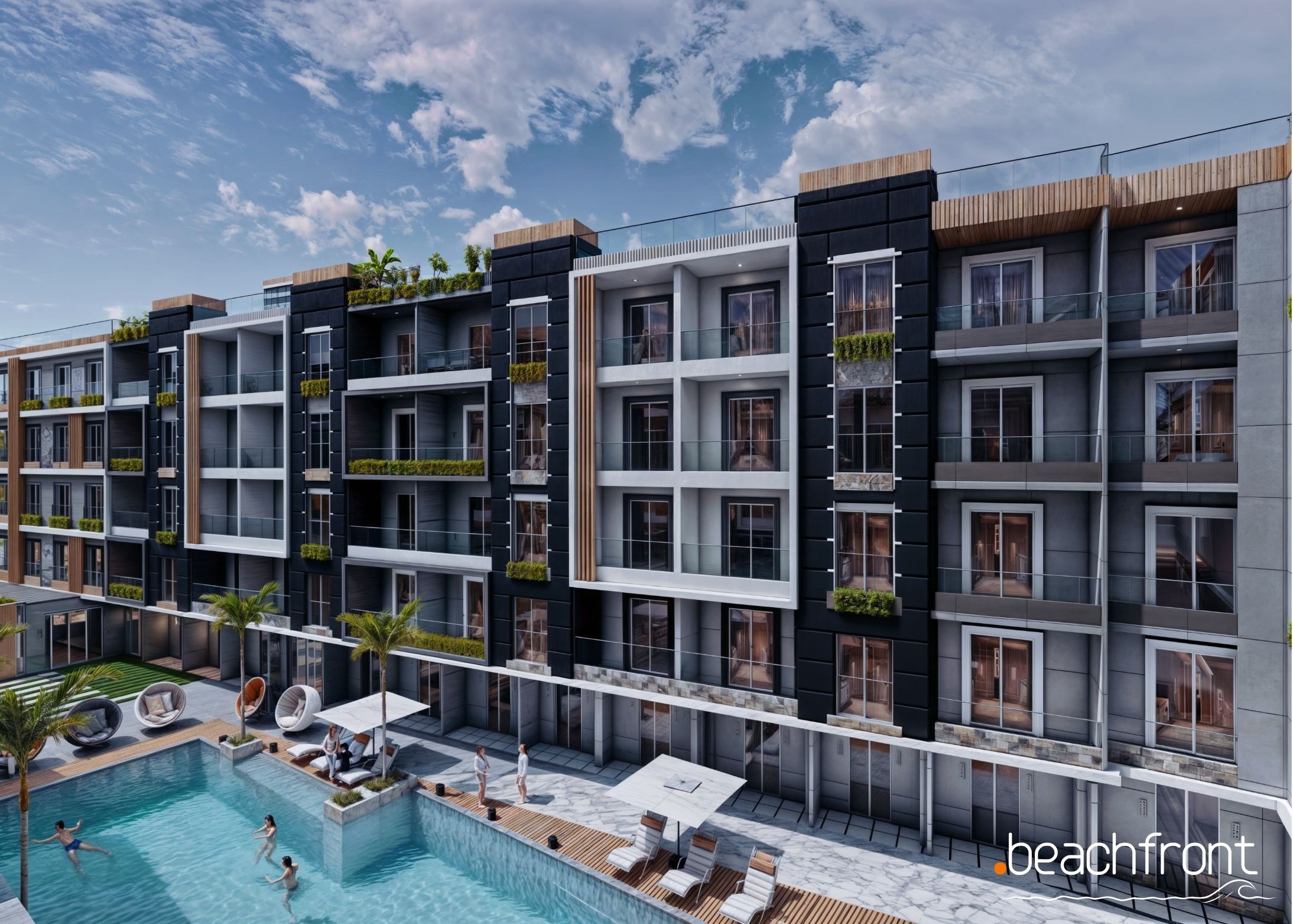 MARK RESORT HURGHADA | Квартира с 3 спальнями, видом на променад и бассейн | 116,00 м²